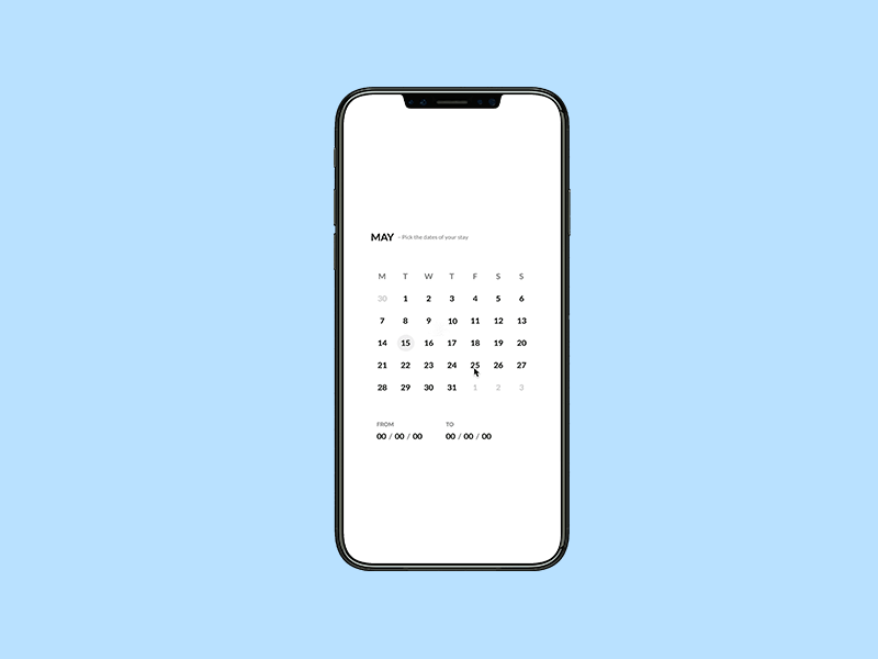 #080 – Date picker animation booking dailyui date date picker picker ui ux