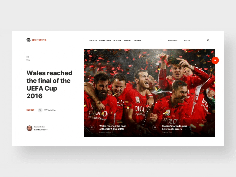 Sportarena new look animation layout schedule soccer sport