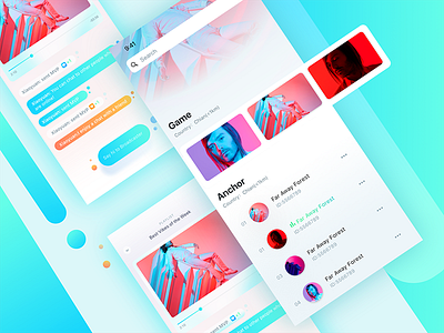 live app anchor blue broadcast discovery game green interface live broadcast lively program ui ux