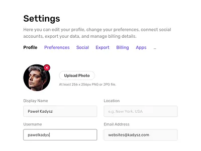 Edit Profile clean form forms interface minimal profile settings ui ux web website