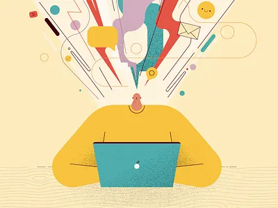 Social Media adobe character design email emoji flat illustration illustrator laptop notification socialmedia youtube