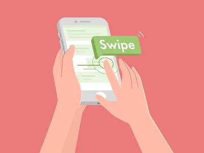 Swipe colorful connection cute flat gesture hand illustration isometric phone photos swipe technology
