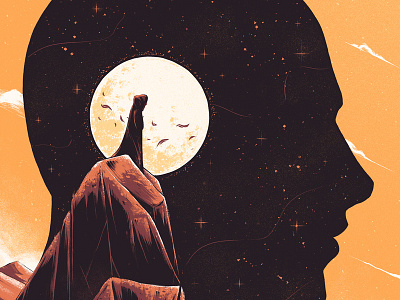 Ohgod - TGS Tour Poster band desert face gig illustration moon music poster profile silhouette space tour