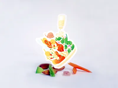 Krishna Spaghetti Day Sticker Design carrots krishna lunch pasta photo spaghetti spinach sticker veggies