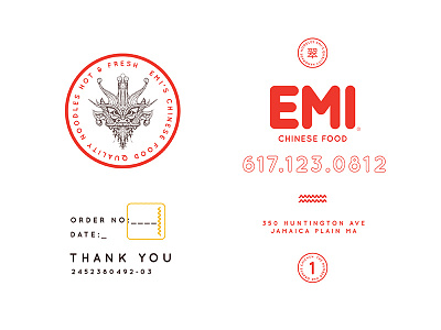 Emi's Chinese Food bay state design shop branding bsds chinese food lockup logo menu restaurant typography