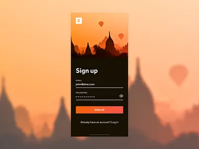 Daily UI #001 - Sign up for KAYAK travel app - iPhoneX app clean dailyui design flat ios iphone mobile red sketch ui ux
