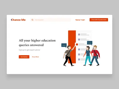 Chance Me college education forum header hero illustrations micro copy question quora ui university web
