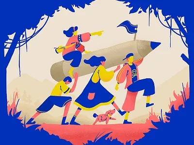 Let's go outside character forest illustration picnic walking