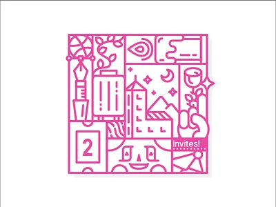2 Dribbble Invites dribbble illustration invitation invite invites line