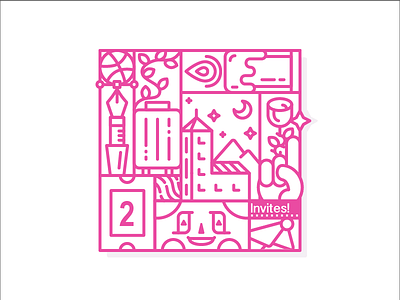 2 Dribbble Invites dribbble illustration invitation invite invites line