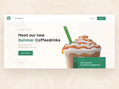 Starbucks Redesign #1 Homepage coffee coffeeshop green interface light starbucks tea ui ux web design website white