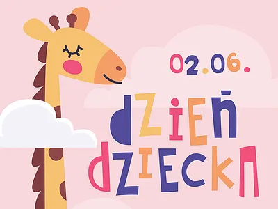 Children's Day 2018 animal child childrens day cute cute letters giraffe pink poster typography