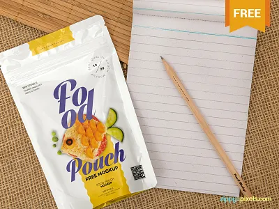 Free Food Pack Mockup free freebie mockup pack packaging photoshop pouch presentation psd zip pack