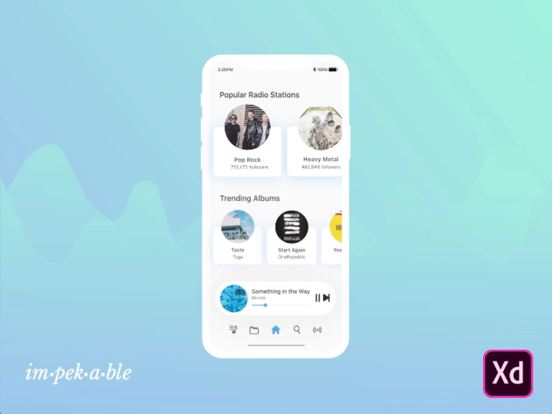 Concept Music App adobe xd adobepartner download free freebie gif kit madewithadobexd music ui ux xd