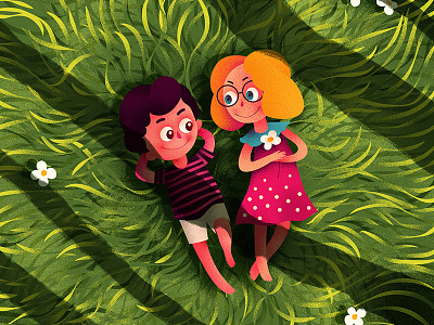 Love Birds boy character cute girl hiwow illustration love plants shade