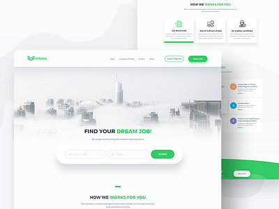 Hiriing.com - Job searching landing page agency clean ui hiring homepage job job searching landing page mockup search ui ux xd design