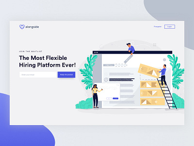 Landing Page balloons hr hris human resources illustration marketing purple saas ui ux
