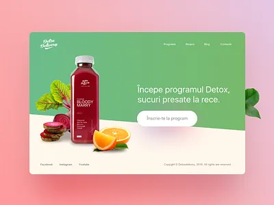 Detox Juice bottle clean detox gradient hero juice landing ui