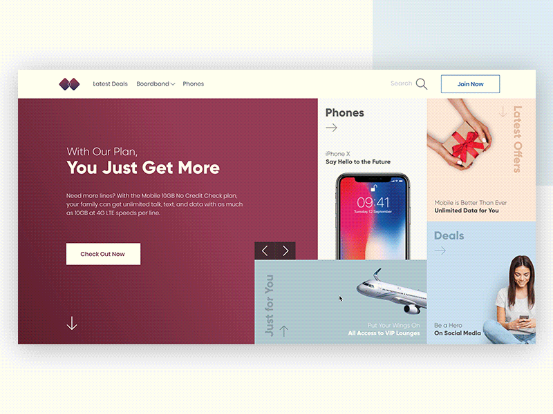 Telecom Landing Page hero landing motion principle telecom