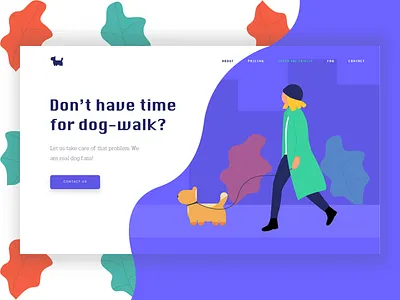 Dog Walk agency debut dog etheric illustration pet saas startup ui ux walk web