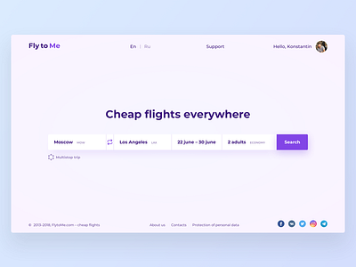 Fly to Me✈️ airline airplane concept design desktop flight flights layout search ui ux web