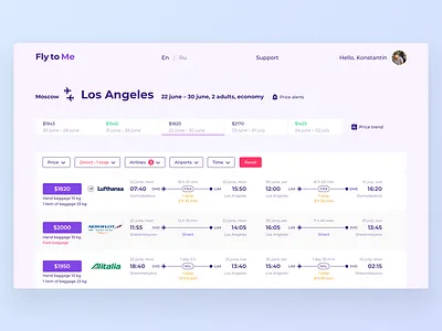 Fly to Me✈️ airline airplane concept design desktop flight flights layout search ui ux web