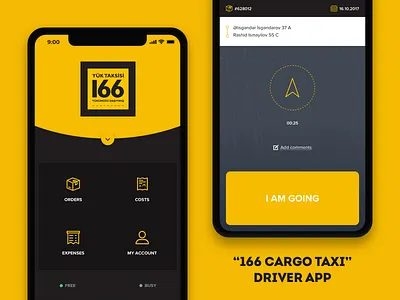 "166 Cargo Taxi" Driver app app azerbaijan baku car cargo ios mobile taxi ui ux yellow