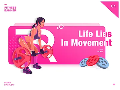 Bodybuilding Banner banner bodybuilding card illustrations motion ui ux