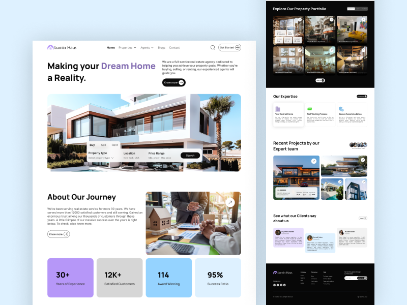 Real Estate Website Landing Page creativewebdesign dribbbledesign dribbbleshots figmadesign homebuying landingpagedesign modernwebdesign propertywebsite realestatedesign realestatemarketing realestateui realestatewebsite responsivedesign uiuxdesign userexperiencedesign uxuidesign webdesigninspiration webdesigntrends websitedesignideas websitemockup