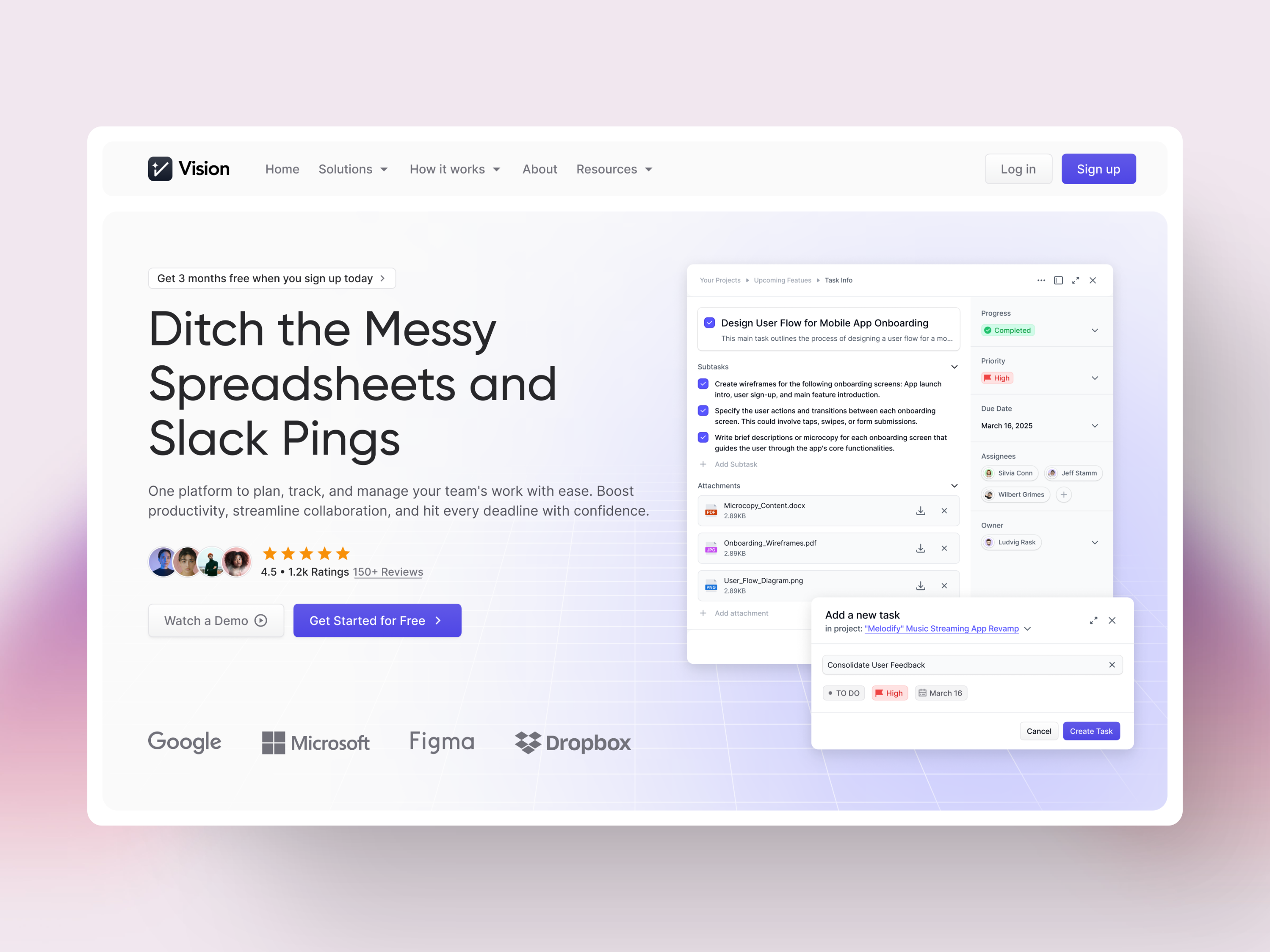 Task Management App Landing Page • VisionUI app company design landing page light mode management saas task task management ui ui design uiux uiux design ux design visionui