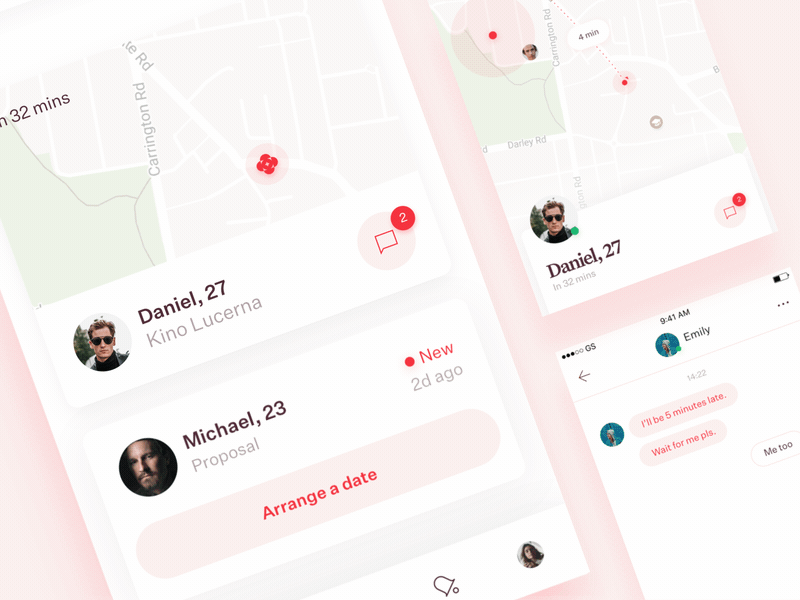 Date detail - motion study animation app card cards date dating illustration ios map mobile motion