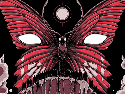 "Red Helen" band butterfly design graphic helen illustration lettering merch red shirt smoke wings
