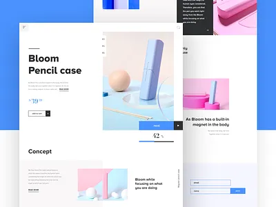 Bloom case landing blue branding bright clean concept design flat homepage landing minimal navigation pink product design typography ui ux violet web