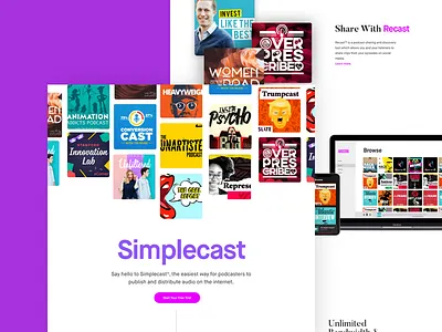 Podcast Landing Page banner design interface landing page minimalistic modern podcast product design ui ux web design