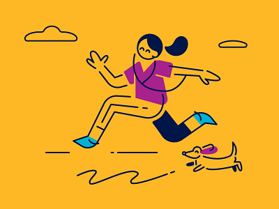 Nest Brand Illustrations biking brand dining jogger millenials shopping wining yellow