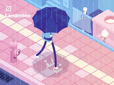 Landmine 2.5d anger illustration isometric isometry joyous landmine pleasure rain sadness