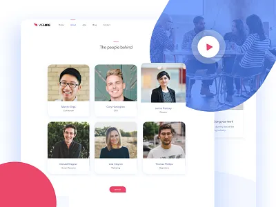 WeHire_ About Us bluegreen creative icons illustration interactive landingpage macbook mockups popular trending uiux web