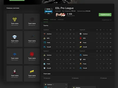 Scores24: Cybersport Tournament cybersport dark design dark interface esports navi scores24 sport grid sportbook sportsbook tournament