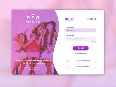 Daily UI #001 - Sign in for Friends Tales dailyui friends icon illustration login mobile mobile app modal sign in sign up ui design ux design