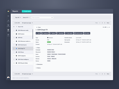 VeNa Reports analytics design interface product ui ux