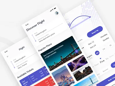 Flight Booking App airline airplane app boarding book date flight ios pass ui ux