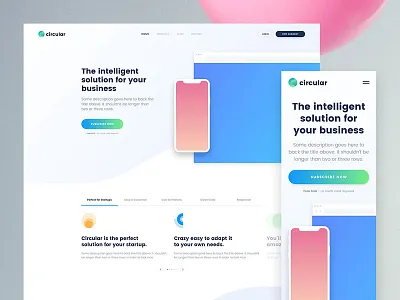 Circular Unique Landings responsive sketch theme ui unique user interface web website