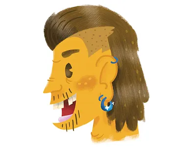 Mullet Sticker business in front cartoon hair illustration mullet texture