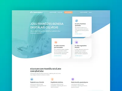 Franchise Business Website background cta design features franchise gradient home icons landing layout page website