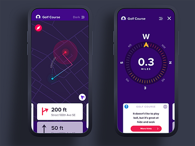 Treasure Hunt - App Game app compass design flat game ios map mobile navigation responsive ui ux
