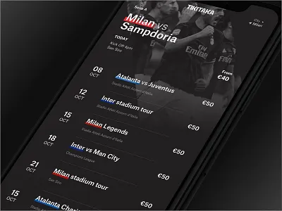 Football App app black dark events football ios iphone iphone x mobile sport ui ux