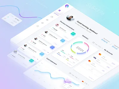 Cash on dash app banking bold clean dashboard finance gradient interface isometric light ui web