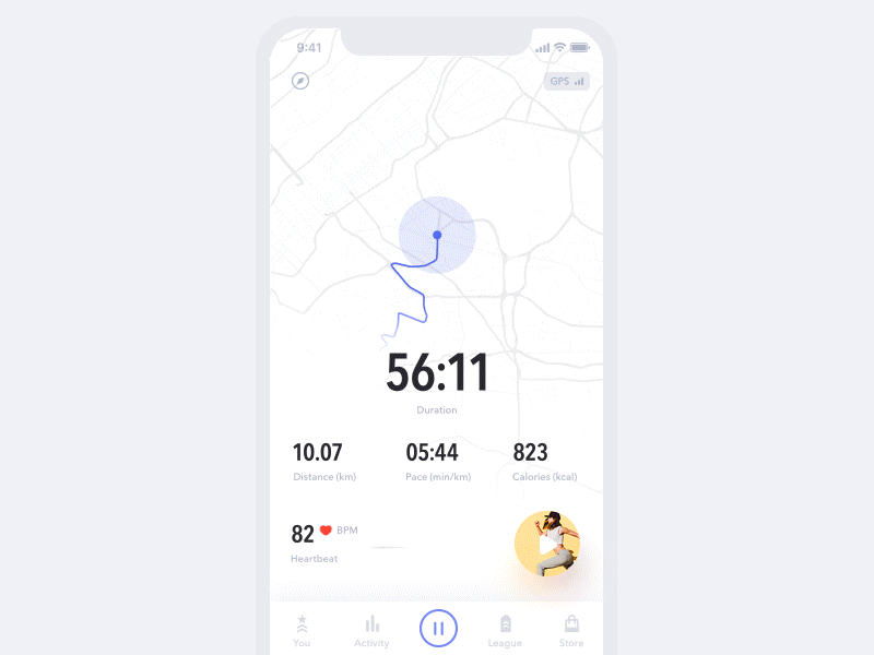 run4rest™ — Running App (run view) animation app clean ecommerce interaction ios iphonex mobile running sport ui ux