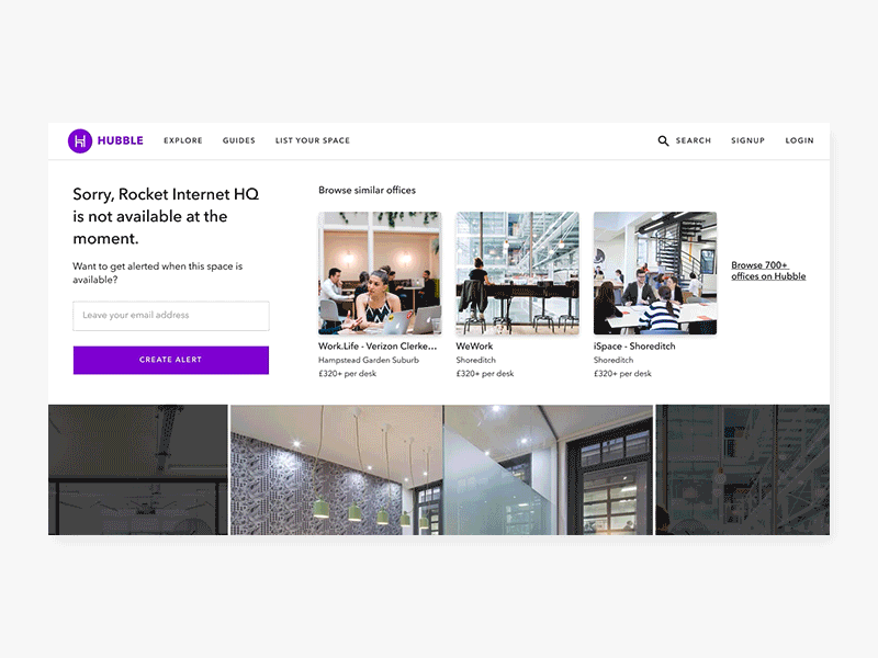 Unavailable Listing Page alert design desktop office sketch ui ux