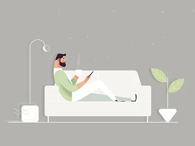 A good coffee to start the day! animation character coffee couch mograph motion graphics notifications plant smartphone